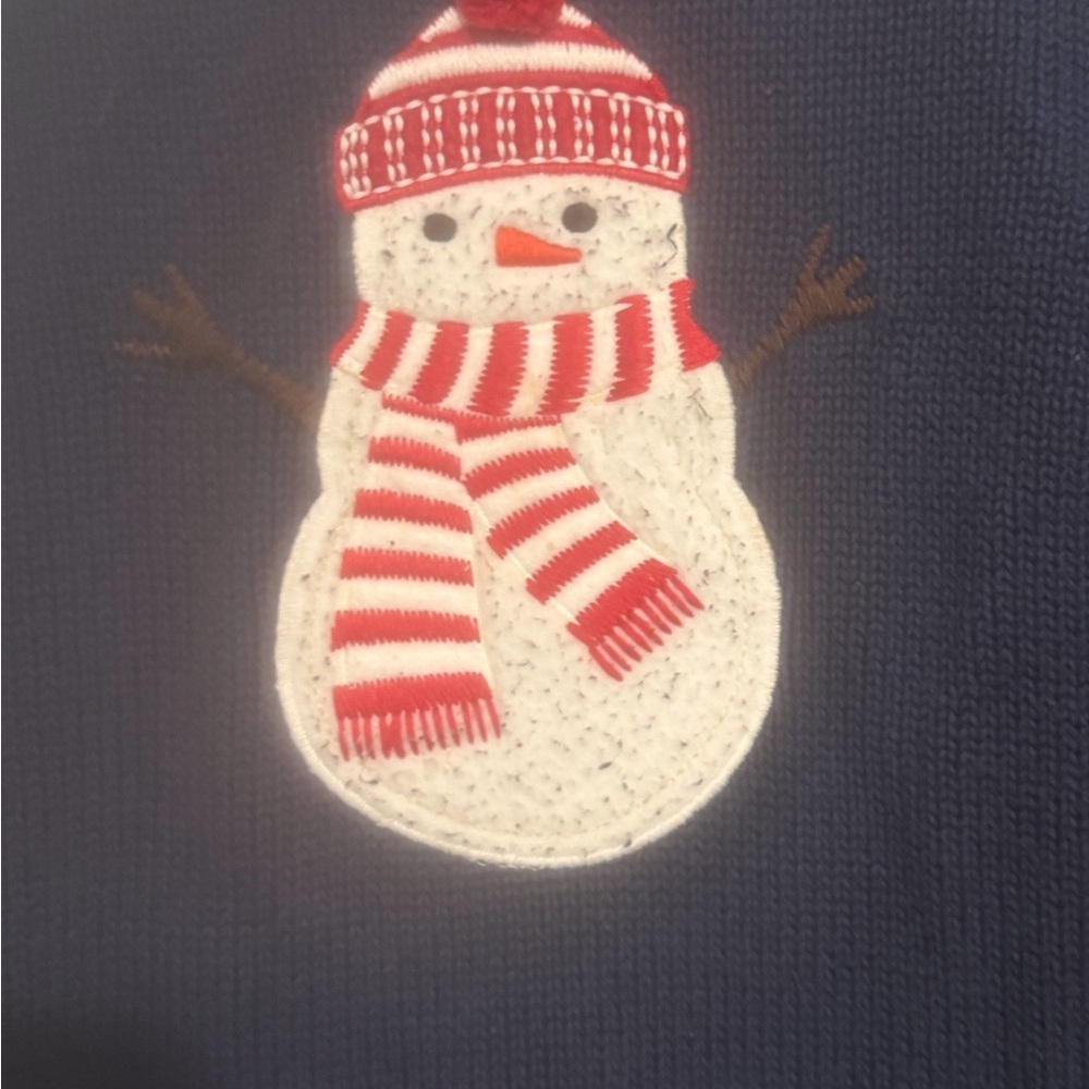 Vintage OshKosh B'gosh Dark Blue Kids Sweater with Snowman - Picture 4 of 5